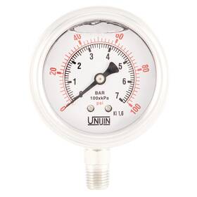 Ujp255a06508100 Unijin P255 Series 2.5 Inch Dial Oil Filled Full Stainless Steel Pressure Gauge 0-100 Ps