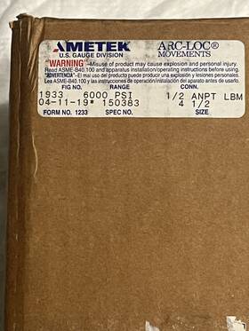 150383 Us Gauge Ametek 1933 Solfrunt 0-6000 Psi Process - New/old Stock