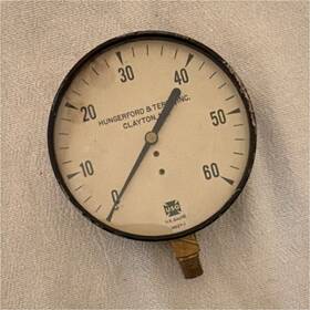 1867-74 Usg U.s. Gauge Hungerford Terry Inc Air Pressure 60 Psi 4.5 In Face 1/4 Bottom Mount