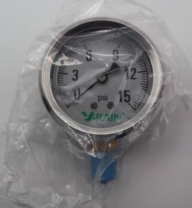 Pg15ss V-rain 2-1/2 Inch Glycerin Filled Pressure Gauge 1/4 Npt Lower Mount 0-15psi