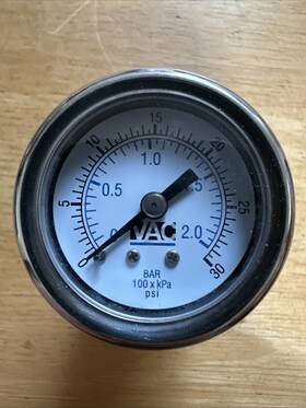 Val325-7 Vac Ss 0-30psi Pressure Gauge 1/8 Inch Npt Back Mount