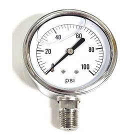 2154gxx100 Valley Industries Pressure Gauge 2.5 Inch Liquid Filled Stainless Steel