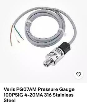 Pg07am Veris Pressure Gauge 100psig 4-20ma 316 Stainless Steel
