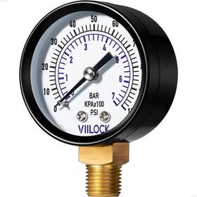 Viilock 740283405634 0-100 Psi Air Pressure Gauge 2 Inch Dial 1/4 Npt Gas Test Lower Mount
