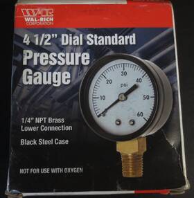 1713008 Wal-rich 730284036784 Pressure Gauge 4-1/2 Inch Dial 100 Psi 1/4 Npt