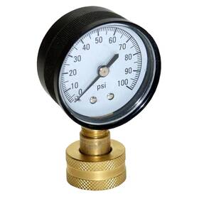 Water Source 313104754756 Pressure Test Gauge 100 Psi Glass Casing Connects To 3/4 Inch Male Hose Bib