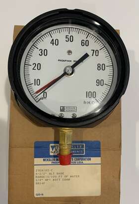 Bm14p Weksler 300 Series Industrial Water Column Gauge To 100 Ft. 4.5 Inch Dia