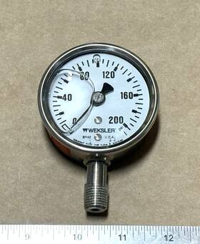 By12yph4lw Weksler 2.5 Inch Glycerine Pressure Gauge 0-200 Psi 1/4 Npt Nos