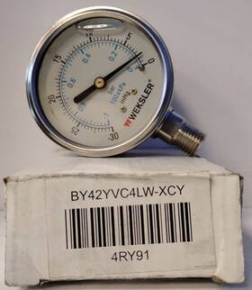 By42yvc4lw Weksler 1/4 Inch Lc 30 /0 Vac 100-0 Kpa Glycerine Filled Pressure Gauge