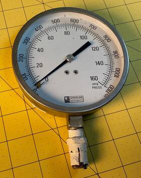 Ea14d Weksler Used - Glass 4.5 Inch Pressure Gauge 1/4 Npt Bottom Port 0-160 Psi