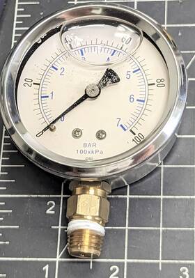 251l4-pd Weksler Gtc 2.5 Inch Dial Sstl Pressure Gauge - Glycerin Filled 0-100 Psi B2bb