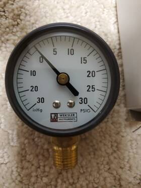 Ua20j4l Weksler Pressure Gauge 0-30 Inhg Psig 1/4 Inch Npt