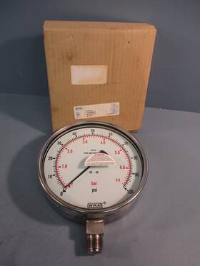 232.50.6 Wika 4213971 Pressure Gauge 0-100psi 6 Inch Dial 316 Ss Lwr Mount 1/2 Npt