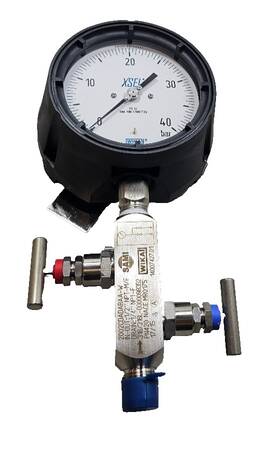 52489337 Wika Xsel 232.34 4.5 Inch Pressure Gauge 40bar 1/2 Npt Tag/910.13/3.1 And Manifold