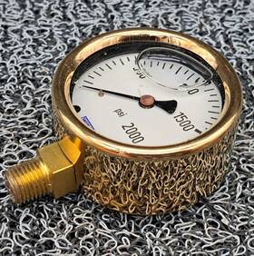 9310797 Wika 2.5 Inch Dial 1/4 Npt Bronze 0-2000 Psi Liquid Filled Brass Gold Flang