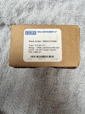 9692121 Wika Pressure Gauge 10000 Psi 2.5 Inch Face 1/4 Bottom Mount Mpn