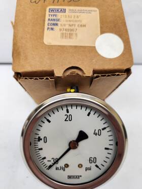 9748967 Wika Pressure Vacuum Gauge 30/60 Psi 1/4 Inch 2.5 Diameter