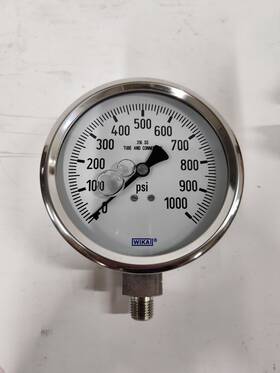 9767517 Wika 1000 Psi Pressure Gauge 4 Inch Face 1/4 Npt