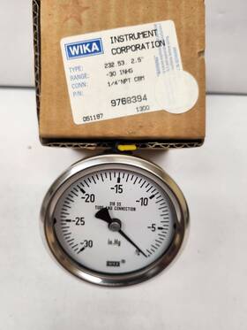 9768394 Wika Vacuum Gauge -30 In Hg 1/4 Inch 2.5 Diameter