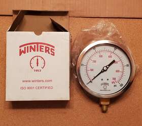491a74 Winters 100 Psi 4.5 Inch Bottom Mount Pressure Gauge With 1/4 Npt Fitting - New