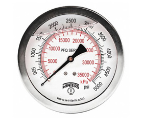 36tw11 Winters Industrial Pressure Gauge 0 To 5000 Psi 35000 Kpa 4 In Dial