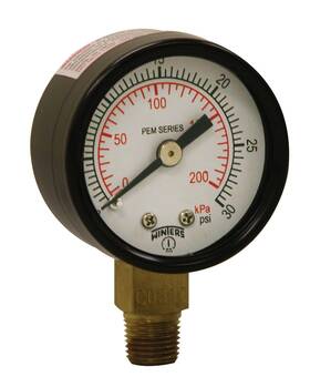 Winters Instruments 628311200119 1-1/2 Inch Dial Size Economy Utility Dry Pressure Gauge Brass Inter