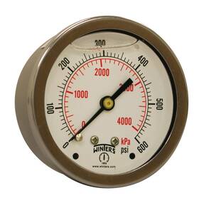 Winters Instruments 628311211160 2-1/2 Inch Dial Size Liquid Filled Industrial Pressure Gauge Brass Inte