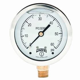 Winters Instruments 628311233957 2-1/2 Inch Dial Size Liquid Filled Industrial Pressure Gauge Brass Inte