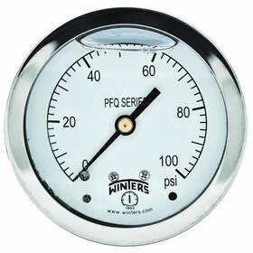 Winters Instruments 628311234220 2-1/2 Inch Dial Size Liquid Filled Industrial Pressure Gauge Brass Inte