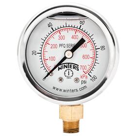 Winters Instruments 628311254334 2 Inch Dial Size Liquid Filled Industrial Pressure Gauge Brass Internal
