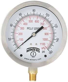 Winters Instruments 628311266627 4 Inch Dial Size Liquid Filled Pressure Gauge Potable Brass Internals 304 St Winters Instruments 628311266627 4 Inch Dial Size Liquid Filled Pressure Gauge Potable Brass Internals 304 St