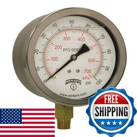 B0087uukz0 Winters Instruments 4 Dial Size Liquid Filled Industrial Pressure Gauge