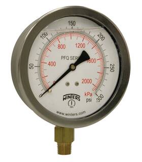 Winters Instruments B0087uuqvs 4 Dial Size Liquid Filled Industrial Pressure Gauge