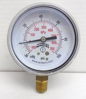 P9s901437 Winters Instruments P9s90155 90 Series Gauge 2.5 Inch Dial 1/4 Npt Btm 30 /0/100 Psi/kpa 320df