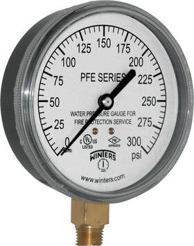 Pfe3933r1 Winters Instruments Pfe Series Single Scale Sprinkler Pressure Gauge 3-1/2 Inch Dial 0-300