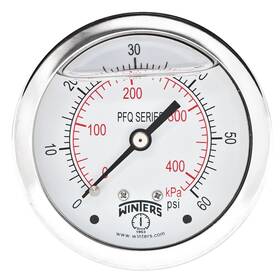 Pfq164 Winters Instruments 2-1/2 Inch Dial Size Liquid Filled Industrial Pressure Gauge Stainless