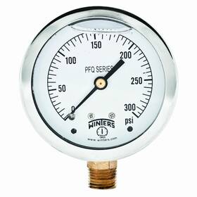 Pfq807r1 Winters Instruments 304 Stainless Steel Pressure Gauge To 300 Psi Liquid Filled Ip65 Certified