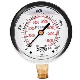 Pfq810 Winters Instruments 2000 Psi Pressure Gauge Brass Wetted Parts Circular Dial Stainless Steel