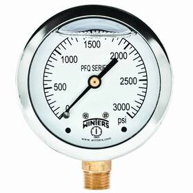 Winters Instruments Pfq811r1 2-1/2 Dial Size Liquid Filled Industrial Pressure Gauge Brass Internal