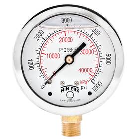 Pfq814 Winters Instruments Pfq Series 6000 Psi Pressure Gauge Brass Wetted Parts Glycerin Filled