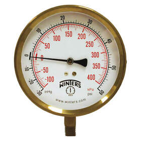 P1s413 Winters Compound Gauge 4-1/2 Dial Size Black