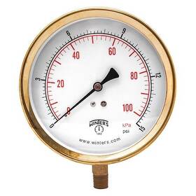 P1s419 Winters Industrial Pressure Gauge To 15 Psi 4 1/2 In Dial 1/4