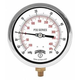 P3s6003 Winters Compound Gauge -30 To 60 Psi 1/4 In Mnpt Black