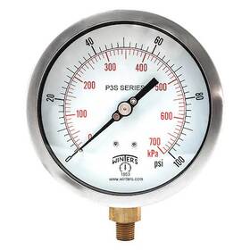 P3s6011-maxi45 Winters Industrial Pressure Gauge To 100 Psi 4 1/2 In Dial