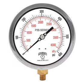 P3s6016 Winters Industrial Pressure Gauge To 600 Psi 4 1/2 In Dial 1/4