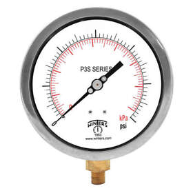 P3s6017 Winters Pressure Gauge 4-1/2 Dial Size Black
