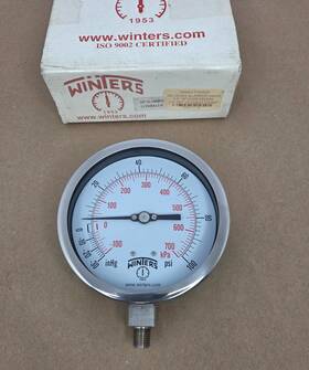 P3s6029 Winters 4.5 Inch 30 -0-100 Psi/kpa Compound Pressure Gauge 1/4 Npt
