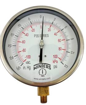 P3s6076 Winters Pressure Gauge 6 Inch Dial 1/4 Npt Bottom Connection