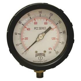Pcc606c Winters Industrial Pressure Gauge To 200 Psi 4 In Dial 1/4 Npt