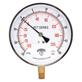 Pct329 Winters Compound Gauge 4-1/2 Dial Size Silver
